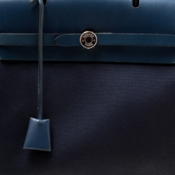 Hermes Denim Blue Fabric and Leather 2-in-1 Herbag Backpack