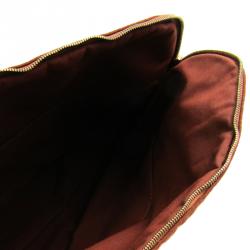 Pre Owned Hermes Brown Cotton Bolide Travel Case