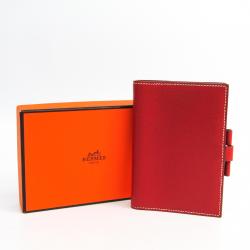 Pre Owned Hermes Red Chevre Mysore Leather Planner Cover 
