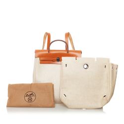 Pre Owned   Hermes White Herbag Canvas Backpack