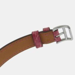 Pre Owned Hermes Silver Diamond Stainless Steel Heure H HH1.110 Quartz Women's Wristwatch 17 mm