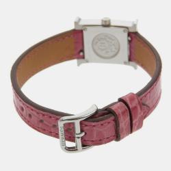 Pre Owned Hermes Silver Diamond Stainless Steel Heure H HH1.110 Quartz Women's Wristwatch 17 mm