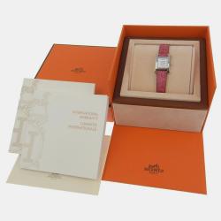 Pre Owned Hermes Silver Diamond Stainless Steel Heure H HH1.110 Quartz Women's Wristwatch 17 mm