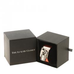 Pre Owned Hermes White Mother of Pearl Stainless Steel and Diamond Kelly Women's Wristwatch 20 mm