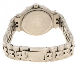 Pre Owned Hermes White Stainless Steel And Gold Tone Captain Nemo Women's Wristwatch 27 mm