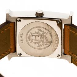 Pre Owned Hermes Cream Stainless Steel Heure H Women's Wristwatch 21 mm