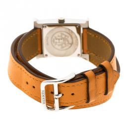 Pre Owned Hermes Cream Stainless Steel Heure H Women's Wristwatch 21 mm