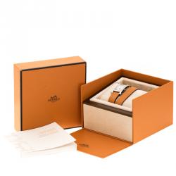 Pre Owned Hermes Cream Stainless Steel Heure H Women's Wristwatch 21 mm