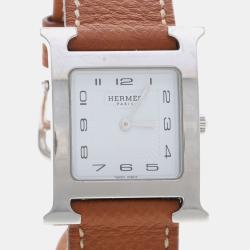 Pre Owned Hermes HH1.510 White Stainless Steel Quartz Women's Wristwatch 26.5 mm