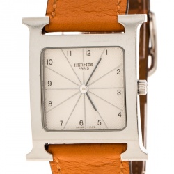Hermes White Stainless Steel Heure H HH1.510 Women's Wristwatch 26 mm