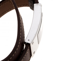 Pre Owned Hermes White Stainless Steel Kelly 2 Double Tour KT1.210 Women's Wristwatch 15 mm