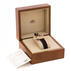 Pre Owned Hermes Mother of Pearl Diamond & 18K Gold Glissade GL1.271 Women's Wristwatch 20 mm