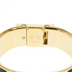 Pre Owned Hermes Gold Stainless Steel Green Loquet Bangle Women’s Wristwatch 20MM