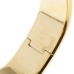 Pre Owned Hermes Gold Stainless Steel Green Loquet Bangle Women’s Wristwatch 20MM