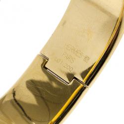 Pre Owned Hermes Gold Stainless Steel Black Loquet Bangle Women's Wristwatch 20MM