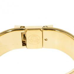 Pre Owned Hermes Gold Stainless Steel Black Loquet Bangle Women's Wristwatch 20MM