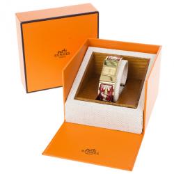 مملوكة مسبقًا Hermes Gold Stainless Steel Red Loquet Bangle Women's Wristwatch 20MM