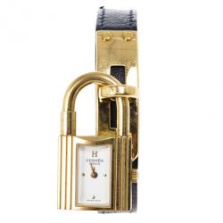 Pre Owned Hermes White Stainless Steel Black Kelly Women's Wristwatch 20MM