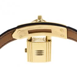 Pre Owned Hermes White Stainless Steel Black Kelly Women's Wristwatch 20MM