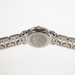 Pre Owned Hermes White Gold & Steel Clipper PM Women's Wristwatch 24MM