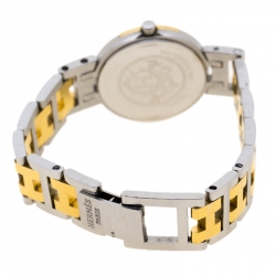 Pre Owned Hermes White Gold Plated and Stainless Steel Windsor 62.03 Women's Wristwatch 24 mm