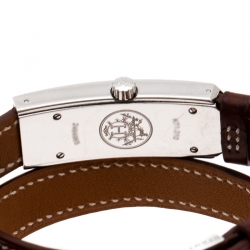 Pre Owned Hermes White Stainless Steel Kelly 2 Double Tour KT1.210 Women's Wristwatch 15 mm