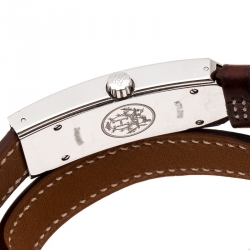 Pre Owned Hermes White Stainless Steel Kelly 2 Double Tour KT1.210 Women's Wristwatch 15 mm