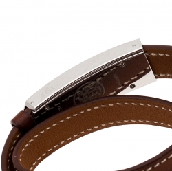 Pre Owned Hermes White Stainless Steel Kelly 2 Double Tour KT1.210 Women's Wristwatch 15 mm