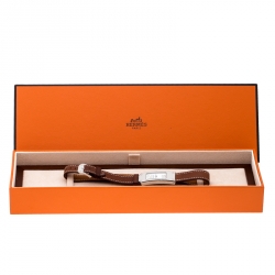 Pre Owned Hermes White Stainless Steel Kelly 2 Double Tour KT1.210 Women's Wristwatch 15 mm