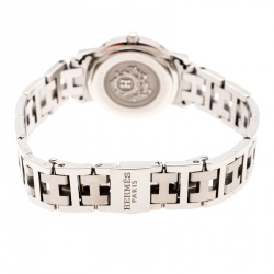 Pre Owned Hermes Peach Stainless Steel Clipper CL4.210 Women's Wristwatch 24 mm 