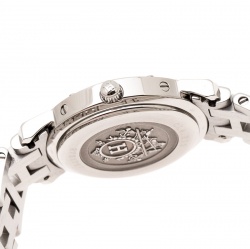 Pre Owned Hermes Peach Stainless Steel Clipper CL4.210 Women's Wristwatch 24 mm 