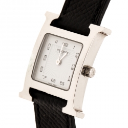 Hermes White Stainless Steel Heure H HH1.210 Women's Wristwatch 21 mm