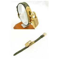 Pre Owned Hermes Gold Gold Plated and Leather Kelly Watch Quartz Women's Wristwatch 20MM