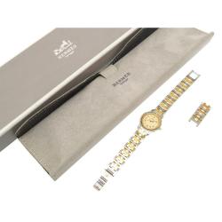 Hermes Gold and Stainless Steel Clipper Quartz Cl 3.240 Analog Women's Wristwatch 24MM