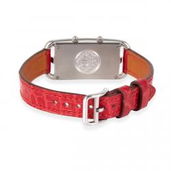 Pre Owned Hermes White Stainless Steel Diamond and Leather Cape Cod Nantucket CC3-230 Women's Wristwatch 20MM