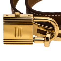 Hermes White Dial Yellow Gold Plated Kelly KE1.201 Women's Wristwatch 20 mm