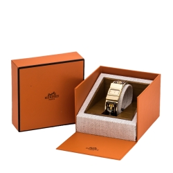 Pre Owned Hermes Gold Plated Stainless Steel Loquet L01.201 Women's Wristwatch 19 mm