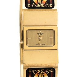 Pre Owned Hermes Gold Plated Stainless Steel Loquet L01.201 Women's Wristwatch 19 mm
