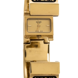 Pre Owned Hermes Gold Plated Stainless Steel Loquet L01.201 Women's Wristwatch 19 mm