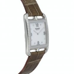 Pre Owned Hermes MOP Diamond Stainless Steel Cape Cod W044215WW00 Women's Wristwatch 29 x 29 MM