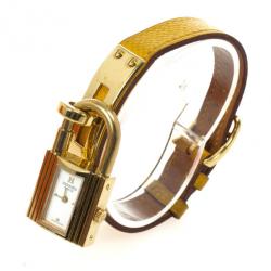 Pre Owned Hermes Kelly SS Leather Womens Wristwatch 20 MM