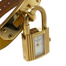 Pre Owned Hermes Kelly SS Leather Womens Wristwatch 20 MM