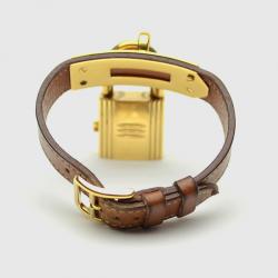 Hermes Gold Brown Leather Kelly Womens Wristwatch 20 MM
