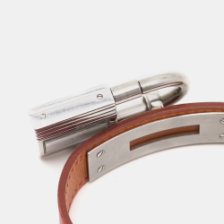 Pre Owned Hermes Silver Stainless Steel Leather Kelly KE1.210 Women's Wristwatch 20 mm