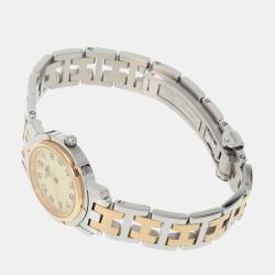 Pre Owned Hermes White Stainless Steel Clipper CL4.220 Quartz Women's Wristwatch 24 mm