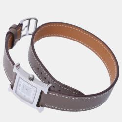 Pre Owned Hermes Silver Stainless Steel Heure H HH1.210 Quartz Women's Wristwatch 21 mm
