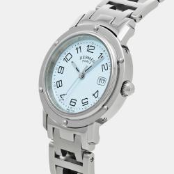 Pre Owned Hermes White Stainless Steel Clipper CL6.410 Quartz Women's Wristwatch 31 mm