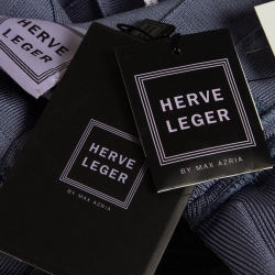 Pre Owned Herve Leger Blue Knit Mirah Bandage Mini Dress S