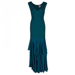 Herve Leger Stale Teal Augustina Bandage Gown M