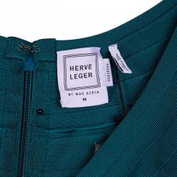Herve Leger Stale Teal Augustina Bandage Gown M